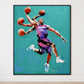 Vince Carter life-size portrait painting by King Overman, acrylic on canvas