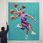 Vince Carter life-size portrait painting by King Overman, acrylic on canvas
