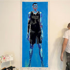 Victor Wembanyama / Wemby life-size portrait painting by King Overman, acrylic on canvas, 7ft 4" tall